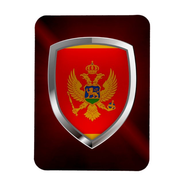 Metallisk Emblem i Montenegro Magnet (Vertikal)