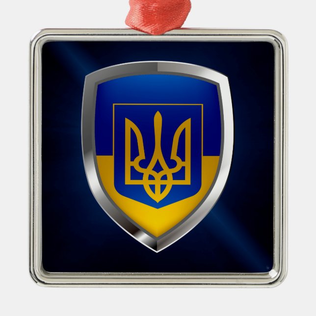 Metallisk emblem i Ukraina Julgransprydnad Metall (Framsidan)