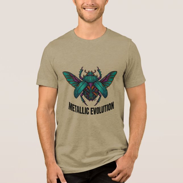 Metallisk Evolution Cybernetisk Beetle Grafisk T-S T Shirt (Framsida)