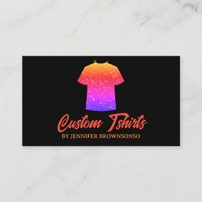 Metallisk Färgrik T Shirt Tryck Kläder Plagg Visitkort (Framsida)