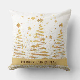 Metallisk festiv helgdag-dekanor guld och vit kudde