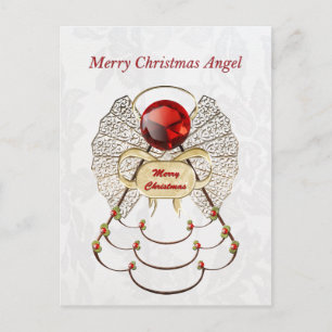 Metallisk filigree God jul Angel Helg Vykort