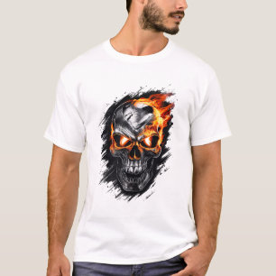 Metallisk flamma med skal - gotisk design t shirt