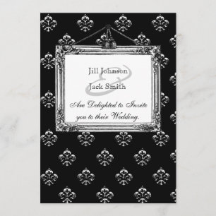 Metallisk Fleur de lis (Silver) Bröllop Inbjudningar