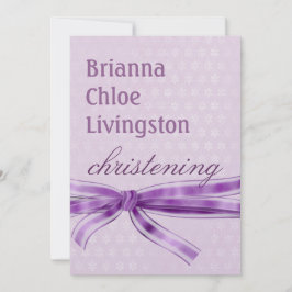 Metallisk Flicka Christening Lila Damask Inbjudningar