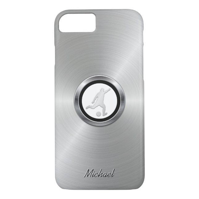 Metallisk fotbollsspelare i silver med Monogram Case-Mate iPhone Skal (Baksida)