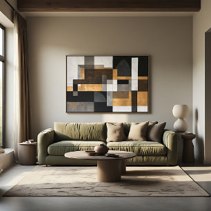 Metallisk geometri gyllene balans canvastryck