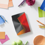 Metallisk Geometric Black Red & Orange Design iPad Mini Skydd<br><div class="desc">Coolans moderna geometriska metallformer ser svart röda ut och orangens geometriska former är utformade med anpassningsbarnas monogram.</div>