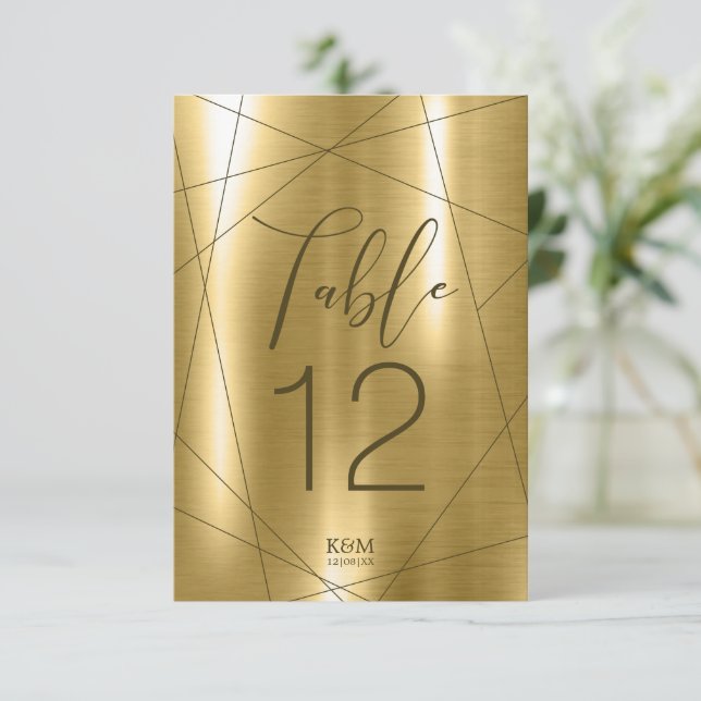 Metallisk geometrisk Bordsnummer Guld ID648 (Stående Fram)
