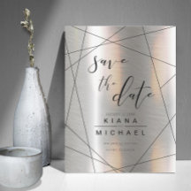 Metallisk Geometrisk Bröllop Silver/Svart ID648