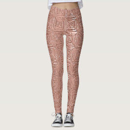 Metallisk geometrisk mönstrad Ro-faux Leggings