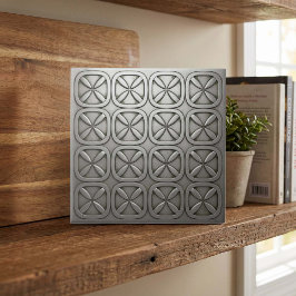 Metallisk Geometrisk Oxiderat Silver #5 ID1227 Kakelplatta