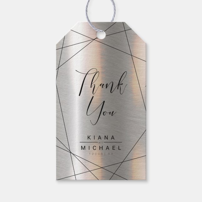 Metallisk geometrisk Tack Silver/svart ID648 Presentetikett (Framsidan)