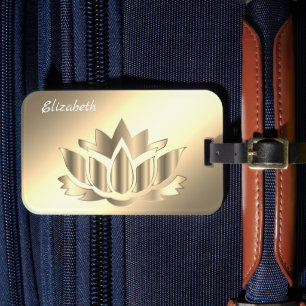 Metallisk golden lotus-blomma bagagebricka