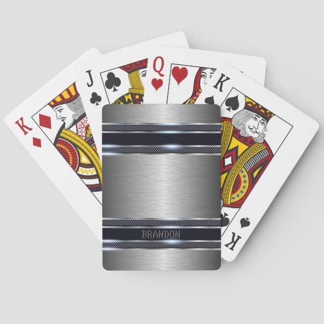 Metallisk grått-industriell geometrisk utformning  casinokort (Baksidan)