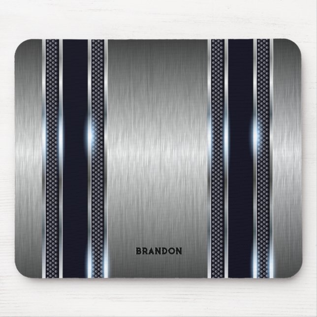 Metallisk grått, industriellt geometriskt struktur musmatta (Framsidan)