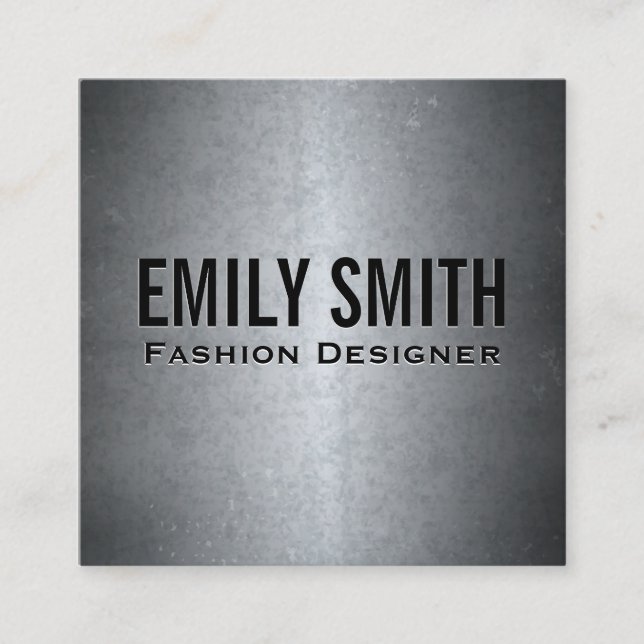 Metallisk Grått Struktur | Enkel minimal Fyrkantigt Visitkort (Framsida)