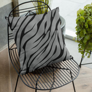 Metallisk grått Zebra mönstrad Kudde