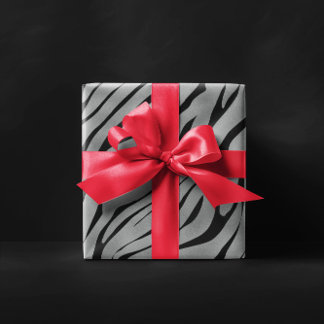Metallisk grått Zebra mönstrad Presentpapper