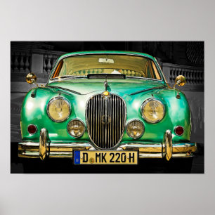 Metallisk grön jaguarSedan för klassiker Poster