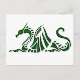 Metallisk Grönt Dragon Vykort
