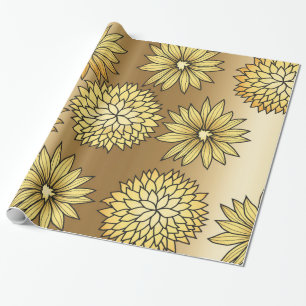Metallisk guld- blom- design presentpapper