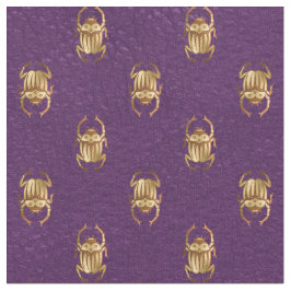 Metallisk Guld-egyptiska Scarab-skalbaggar på Lila Tyg