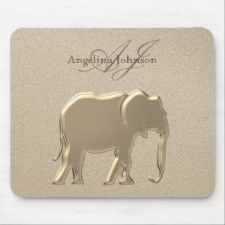 Metallisk Guld Elephant Classy Elegant Monogrammad Musmatta