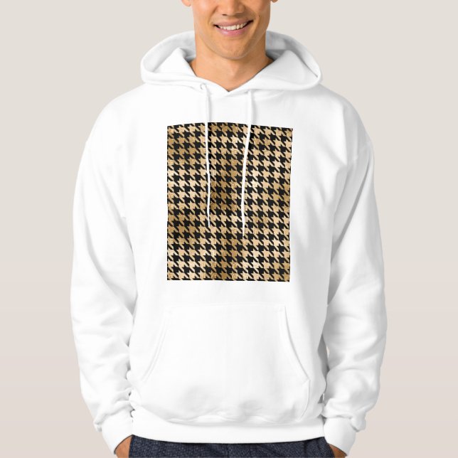 Metallisk guld-hound-tand, mode mönster. hoodie (Framsida)