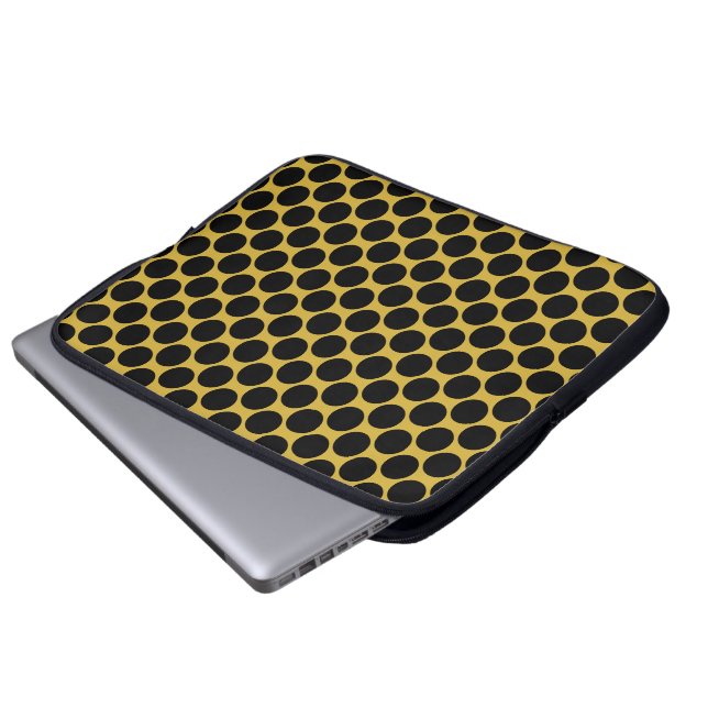 Metallisk Guld med Black Dot Stil Laptop Fodral (Framre botten)