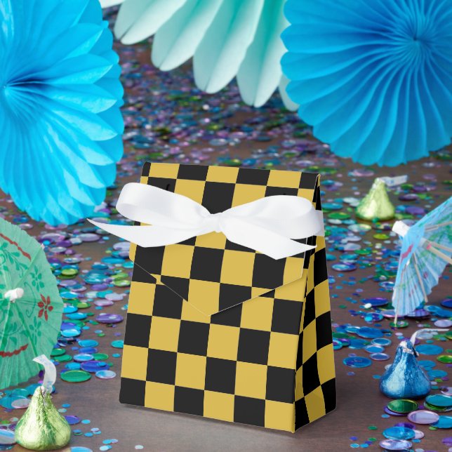 Metallisk Guld med svart fyrkant Mönster liten Täl Presentaskar (Part)