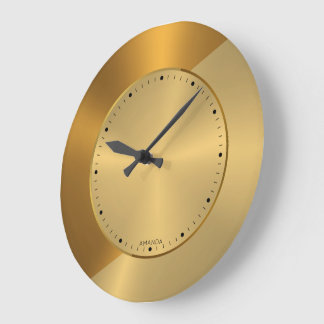 Metallisk Guld och koppargeometrisk design 2 Stor Klocka