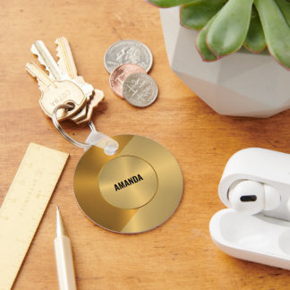 Metallisk Guld och koppargeometrisk design Nyckelring