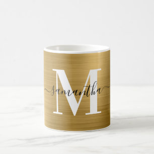 Metallisk Guld Signatur Monogram Kaffemugg