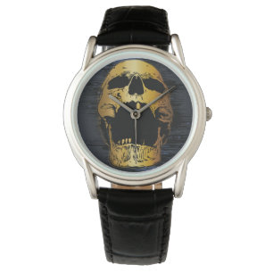 Metallisk Guld Skull - Golden Screaming Skull Armbandsur