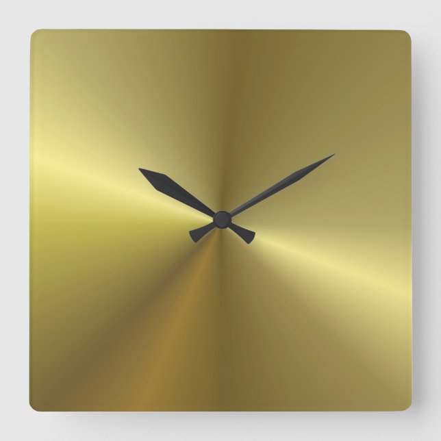 Metallisk Guld-utseendebaserad modern mall Fyrkantig Klocka (Framsida)