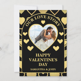 Metallisk Guldaccentuerade Hjärtan Valentine’s Gåv Julkort