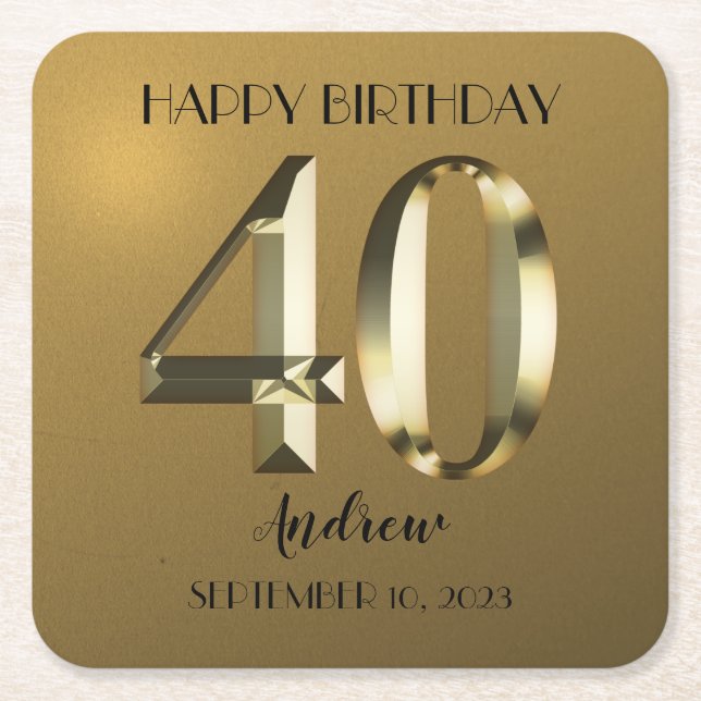 Metallisk guldfolie 40 år underlägg papper kvadrat (Framsidan)