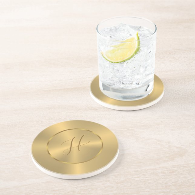 Metallisk guldstruktur anpassad monogram underlägg (Sidan)