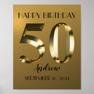 Metallisk gyllene 50-årsdag poster