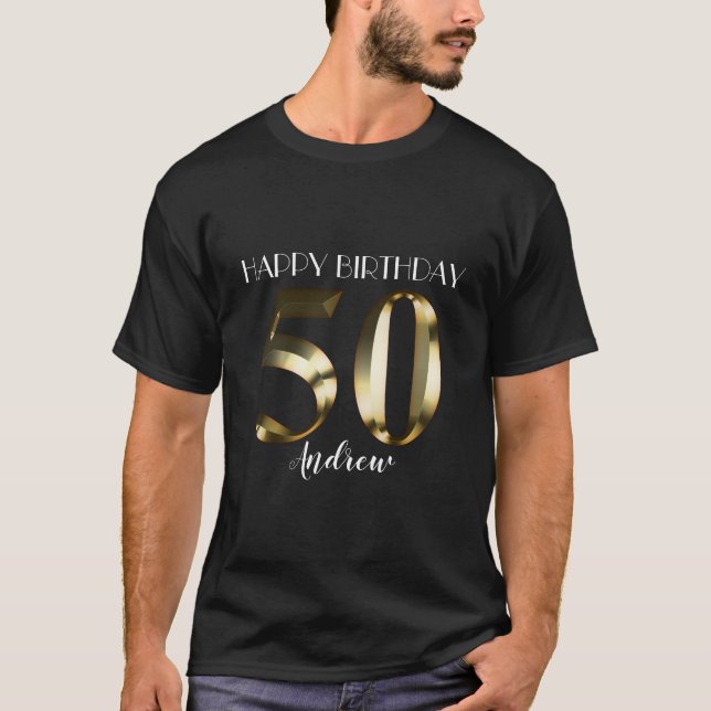 Metallisk gyllene 50-årsdag t shirt (Framsida)