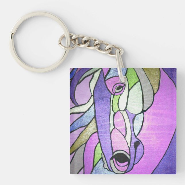 Metallisk häst i Lila Keychain (Framsidan)
