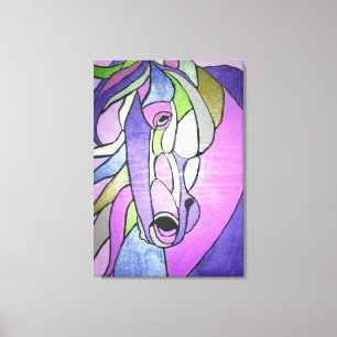 Metallisk häst på Lila Canvas