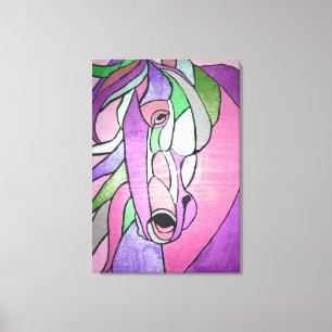Metallisk häst på Rosa Canvas