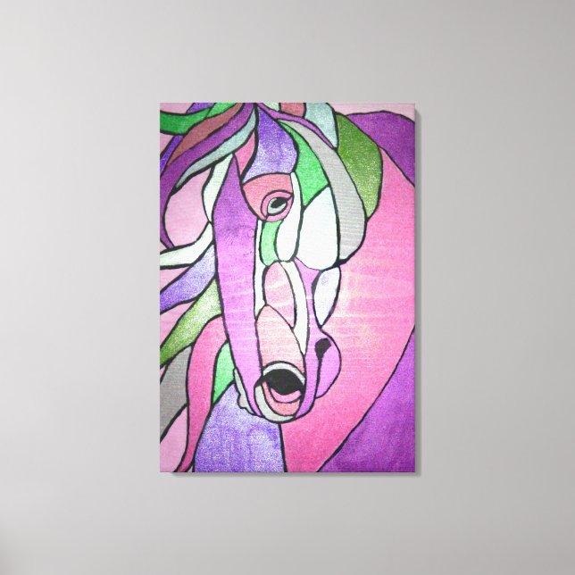 Metallisk häst på Rosa Canvas (Framsida)