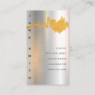 Metallisk hög glans   Brass Scribble Visitkort