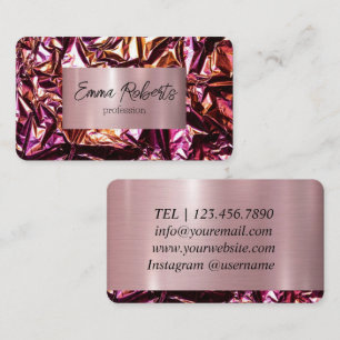 Metallisk holografisk Rosa Visitkort