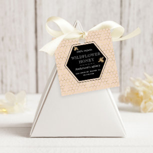 Metallisk honeycomb Guld Monogram Honung Burk Gåvor Etiketter