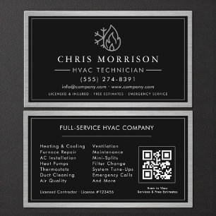 Metallisk HVAC-tekniker QR-kod Visitkort