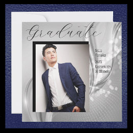 Metallisk inbjudan till Luxury Photo Studenten Sil